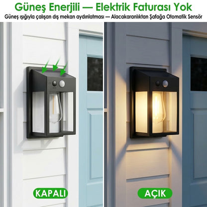 Güneş Enerjili  Sensörlü Solar Duvar Apliği