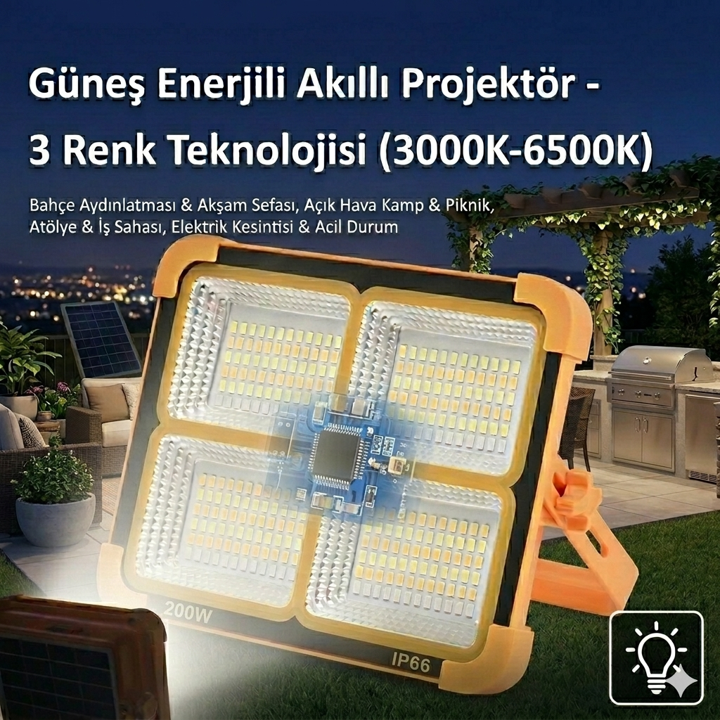 Güneş Enerjili LED Projektör
