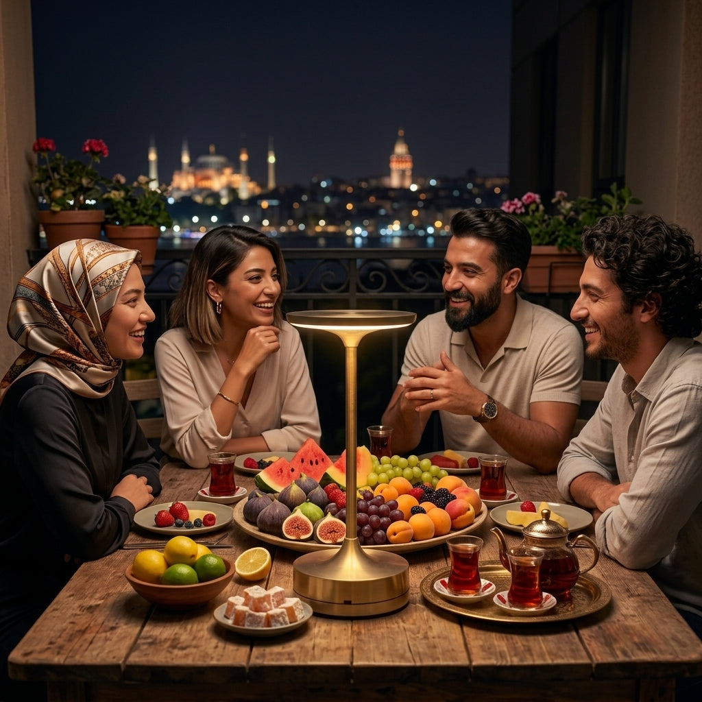 Şarjlı Masa Lambası - Dokunmatik, Parlaklık Ayarlı, 3 Renk Modu, Gold