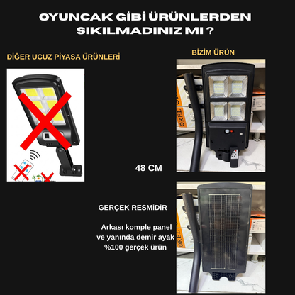 Güneş Enerjili Hareket Sensörlü Sokak Armatürü