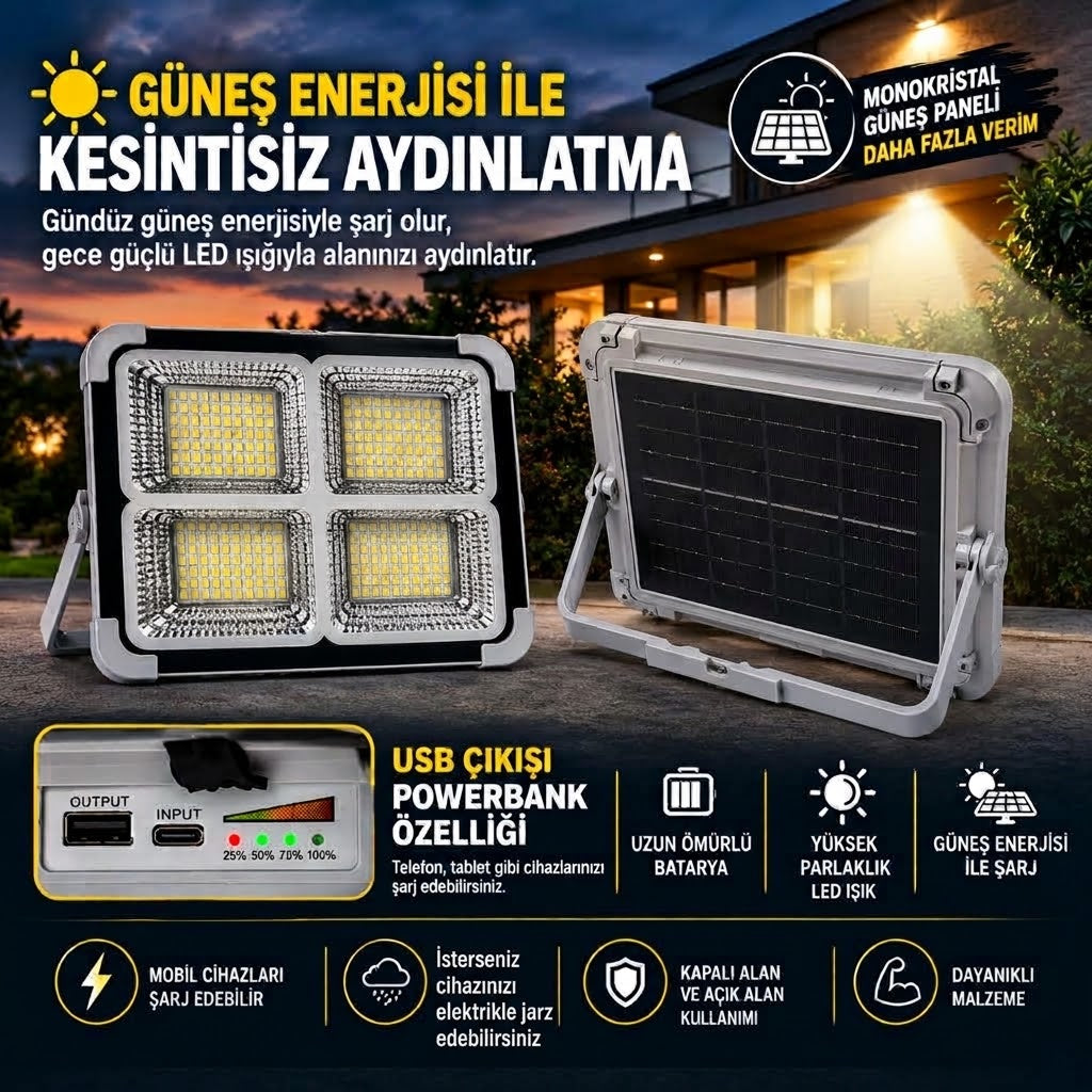 Güneş Enerjili LED Projektör