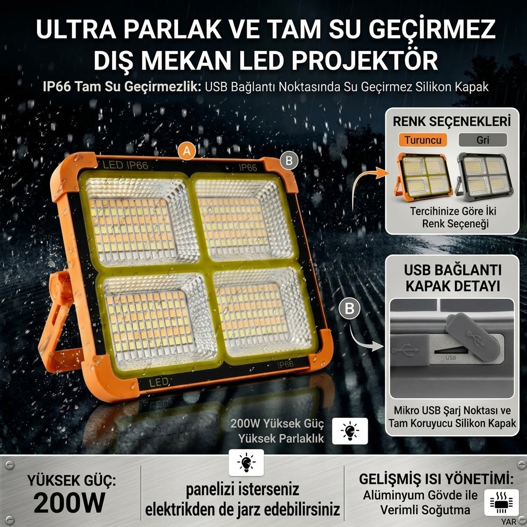 Güneş Enerjili LED Projektör