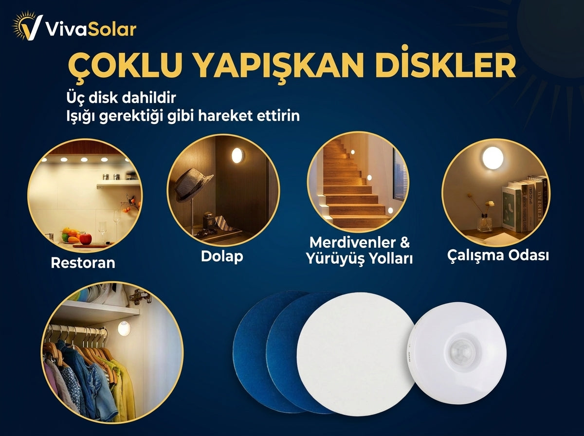 Hareket Sensörlü USB Şarjlı Sarı LED Işık