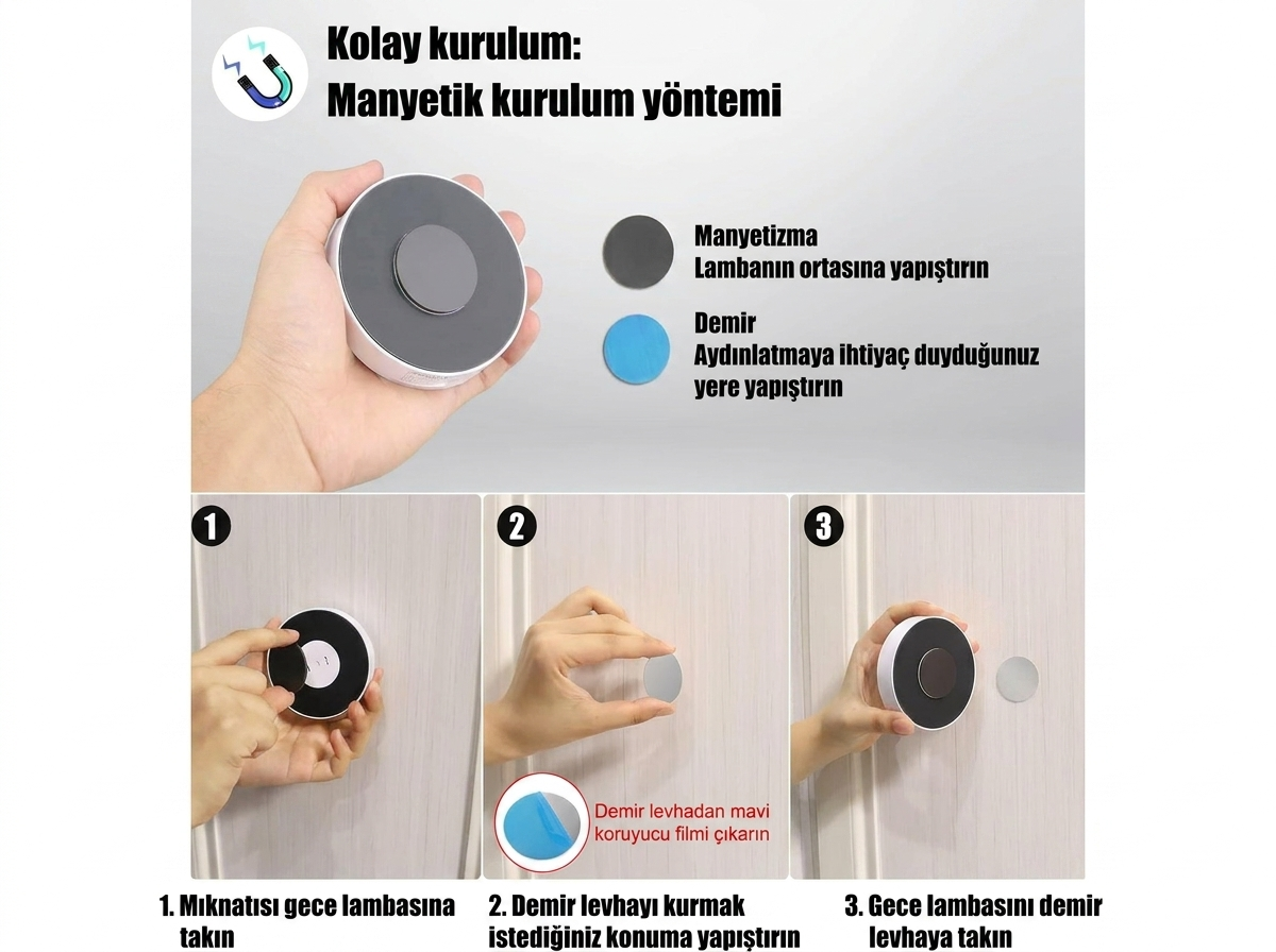 Hareket Sensörlü USB Şarjlı Sarı LED Işık
